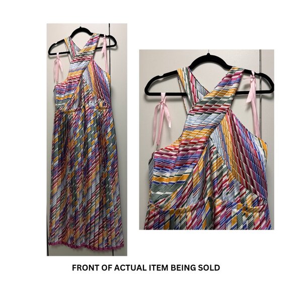 ML Monique Lhuillier Crossneck Pleated Dress - Size 12 - Picture 4 of 7